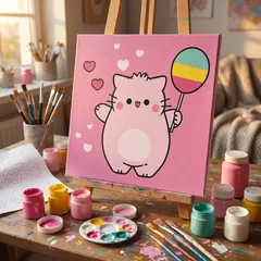 Картина за номерами 25*25 см "Pembe the Cat. Balloon" акрил — фото 1