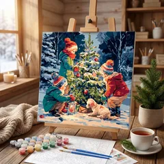 Картина за номерами 40*40 см "Ялинка дружби" акрил — фото 1