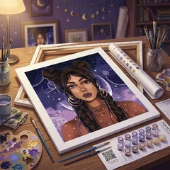 Картина за номерами 40*40 см "Космічна дівчина" акрил — фото 1