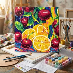 Картина за номерами 40*40 см "Соковита насолода з фарбами металік" — фото 1