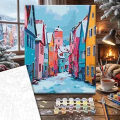 Картина за номерами 40*50 см полотно на підрамнику "Кольорова зима" — фото 1