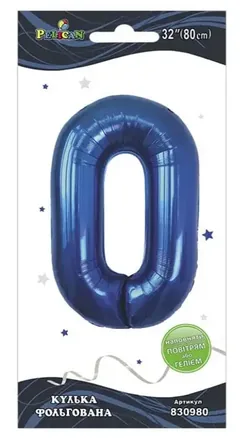 Кулька фольгована у формі цифри "0" 80 см, колір індиго, ТМ Pelican — фото 2