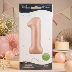 Кулька фольгована у формі цифри "1" 80 см, колір рожевий Blush, ТМ Pelican — фото 1