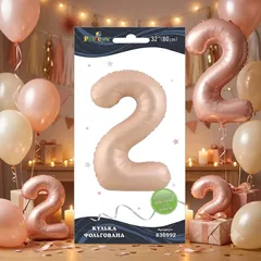 Кулька фольгована у формі цифри "2" 80 см, колір рожевий Blush, ТМ Pelican — фото 1