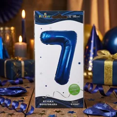 Кулька фольгована у формі цифри "7" 80 см, колір індиго, ТМ Pelican — фото 1
