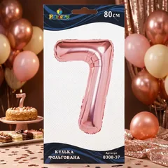 Кулька фольгована у формі цифри "7" 80 см, колір рожеве золото, ТМ Pelican — фото 1