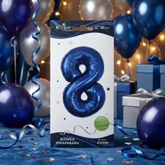 Кулька фольгована у формі цифри "8" 80 см, колір індиго, ТМ Pelican — фото 1