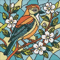 Мозаїка алмазна 30*30 см "Вітраж. Сойка" — фото 2