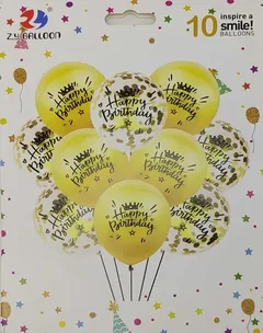 Набір латексних кульок 10 штук 30 см "Happy birthday" — фото 2