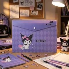 Папка на кнопці А4 кольорова "Kuromi" Kite — фото 1