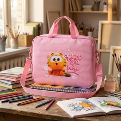 Папка-портфель шкільна А4, текстильна на блискавці "Garfield" Kite — фото 1