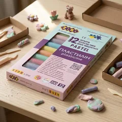 Пластилін 12 кольорів 200 г "PASTEL" ZiBi — фото 1