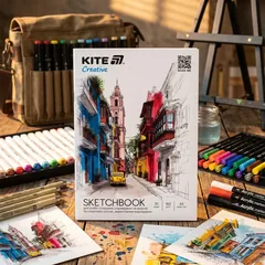 Скетчбук на склейці А5 30 аркушів 160г/м2 для маркерів Kite Creative — фото 1