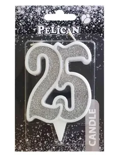 Свічка для торта цифра "25" СРІБЛО 7 см, TM Pelican — фото 2