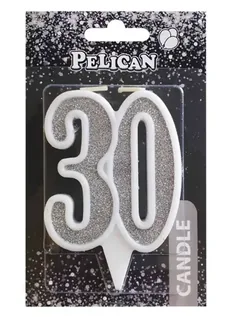 Свічка для торта цифра "30" СРІБЛО 7 см, TM Pelican — фото 2