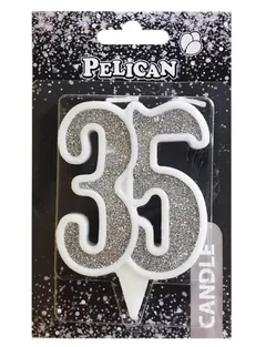 Свічка для торта цифра "35" СРІБЛО 7 см, TM Pelican — фото 2