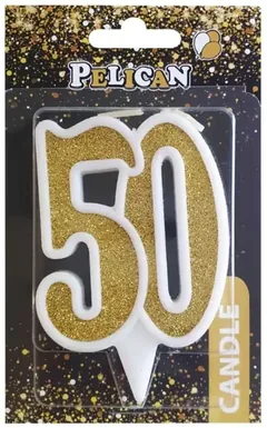 Свічка для торта цифра "50" золото 7 см, TM Pelican — фото 2