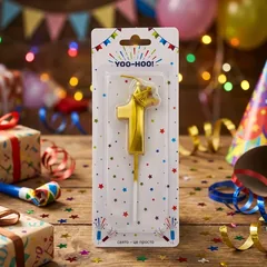 Свічка-цифра "1" 7 см золото — фото 1