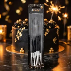 Свічки для торта 15 см 6 штук хвилясті чорні із золотими точками — фото 1