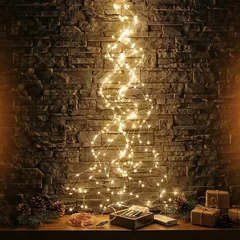 Світлодіодна гірлянда білого теплого кольору, 300 LED, мідна проволока у вигляді пучка із 10 ниток 3 метра, батарейки+USB — фото 1