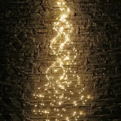 Світлодіодна гірлянда білого теплого кольору, 300 LED, мідна проволока у вигляді пучка із 10 ниток 3 метра, батарейки+USB — фото 2