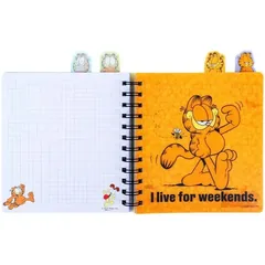 Зошит на спіралі B6 80 аркушів обкладинка пластикова, Garfield з розділювачами, клітинка — фото 3