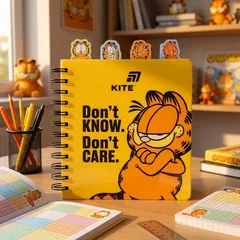 Зошит на спіралі B6 80 аркушів обкладинка пластикова, Garfield з розділювачами, клітинка — фото 1