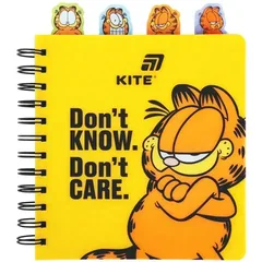 Зошит на спіралі B6 80 аркушів обкладинка пластикова, Garfield з розділювачами, клітинка — фото 2