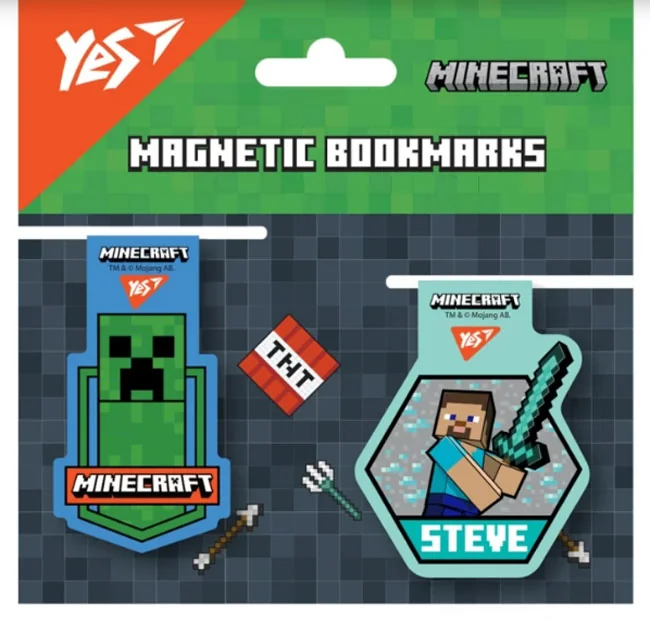 Закладка для книг магнітна "Minecraft Steve" у наборі 2 штуки YES