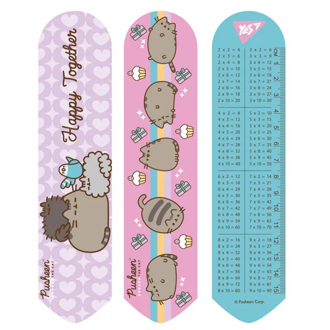 Закладка для книг пластик 2D, з лінійкою 15 см "Pusheen friends"