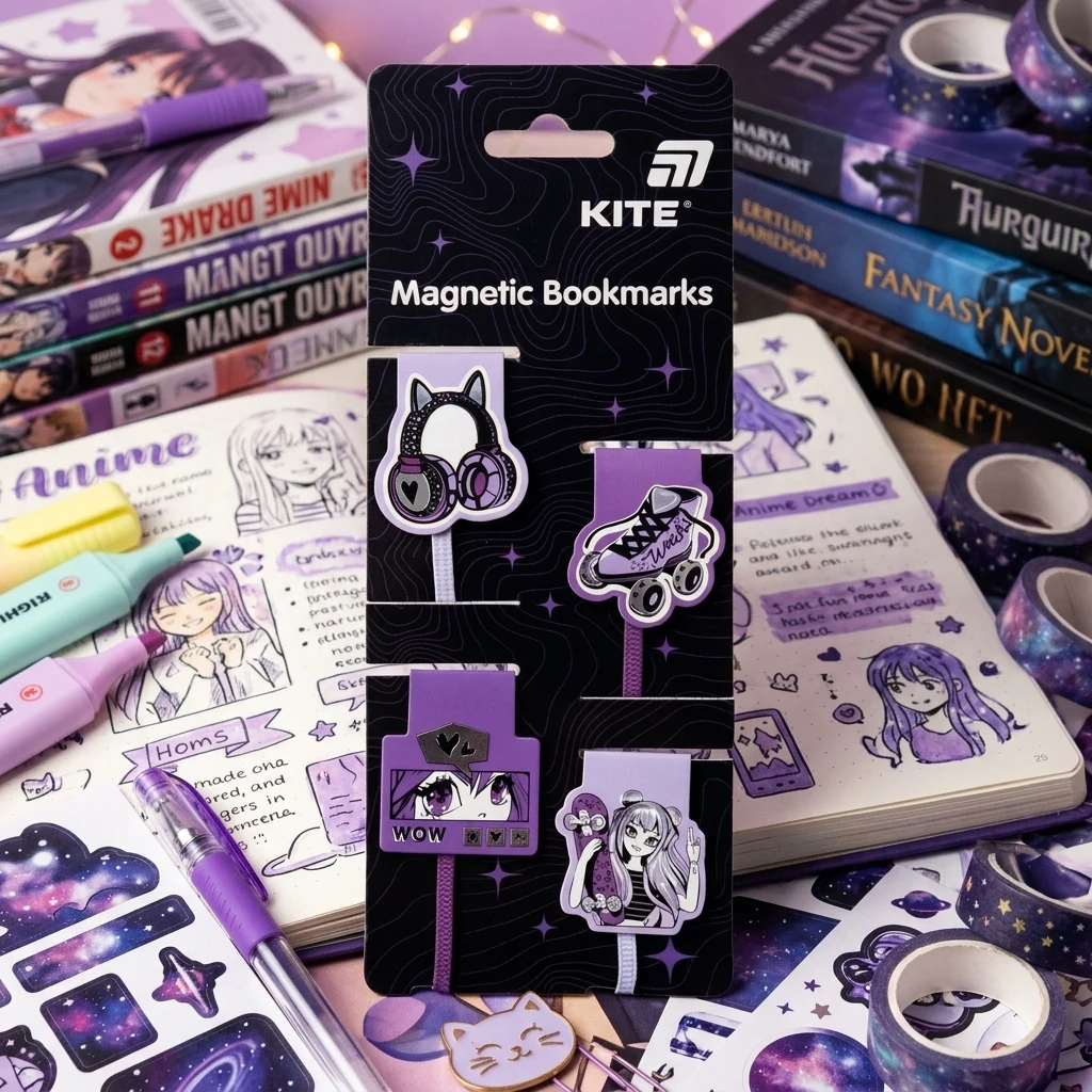 Закладка для книжок магніт "Anime Dream" у наборі 4 штуки Kite