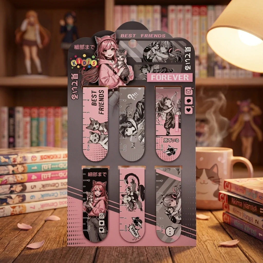 Закладка для книжок магніт "Anime Girls" у наборі 6 штук