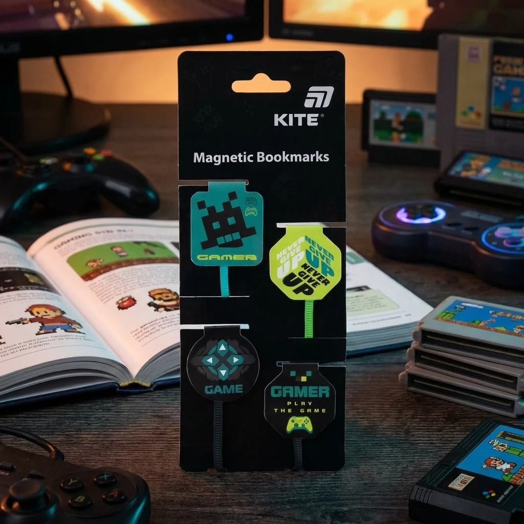 Закладка для книжок магніт "Next Level" у наборі 4 штуки Kite