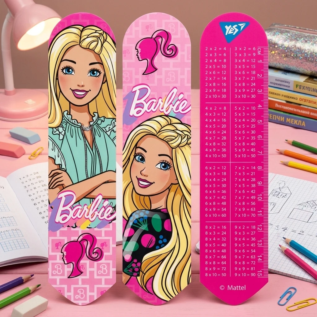 Закладка для книжок пластик 2D, лінійка 15 см "Barbie"