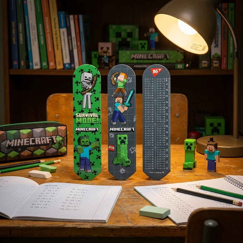 Закладка для книжок пластик 2D з лінійкою 15 см "Minecraft"