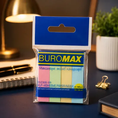 Закладки-флажки паперові пастель асорті 4*100арк.12*51мм BM.2306-99 Buromax
