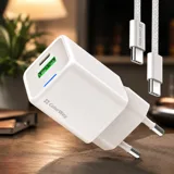 Зарядний пристрій ColorWay C101A GaN Mini 20W PD PPS USB-C + USB-A QC4.0 + cable USB-C to USB-C black (CW-CHS062PDC-WT) — фото 1