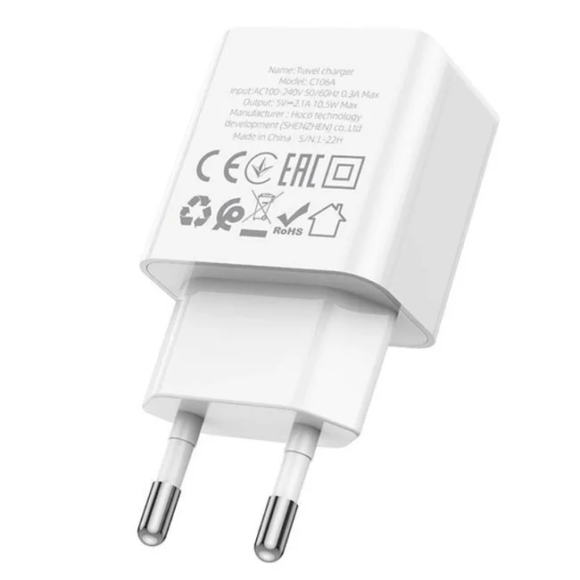 Зарядний пристрій від мережі Hoco C106A 1USB 2,1A — фото 4