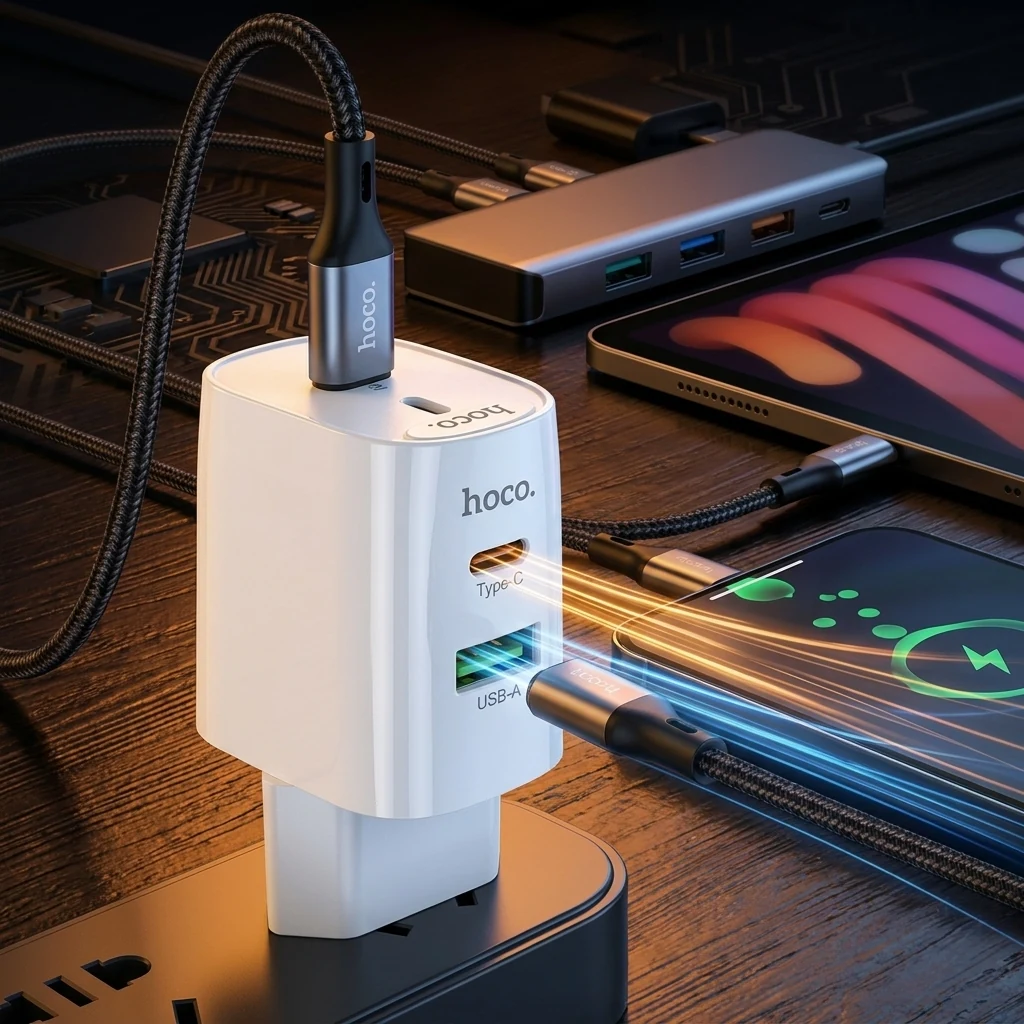 Зарядний пристрій від мережі Hoco C109A 1USB-C/1USB PD/QC 20W