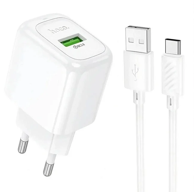 Зарядний пристрій від мережі + Кабель Type-C, Hoco CS52A QC3.0 18W на 1 USB