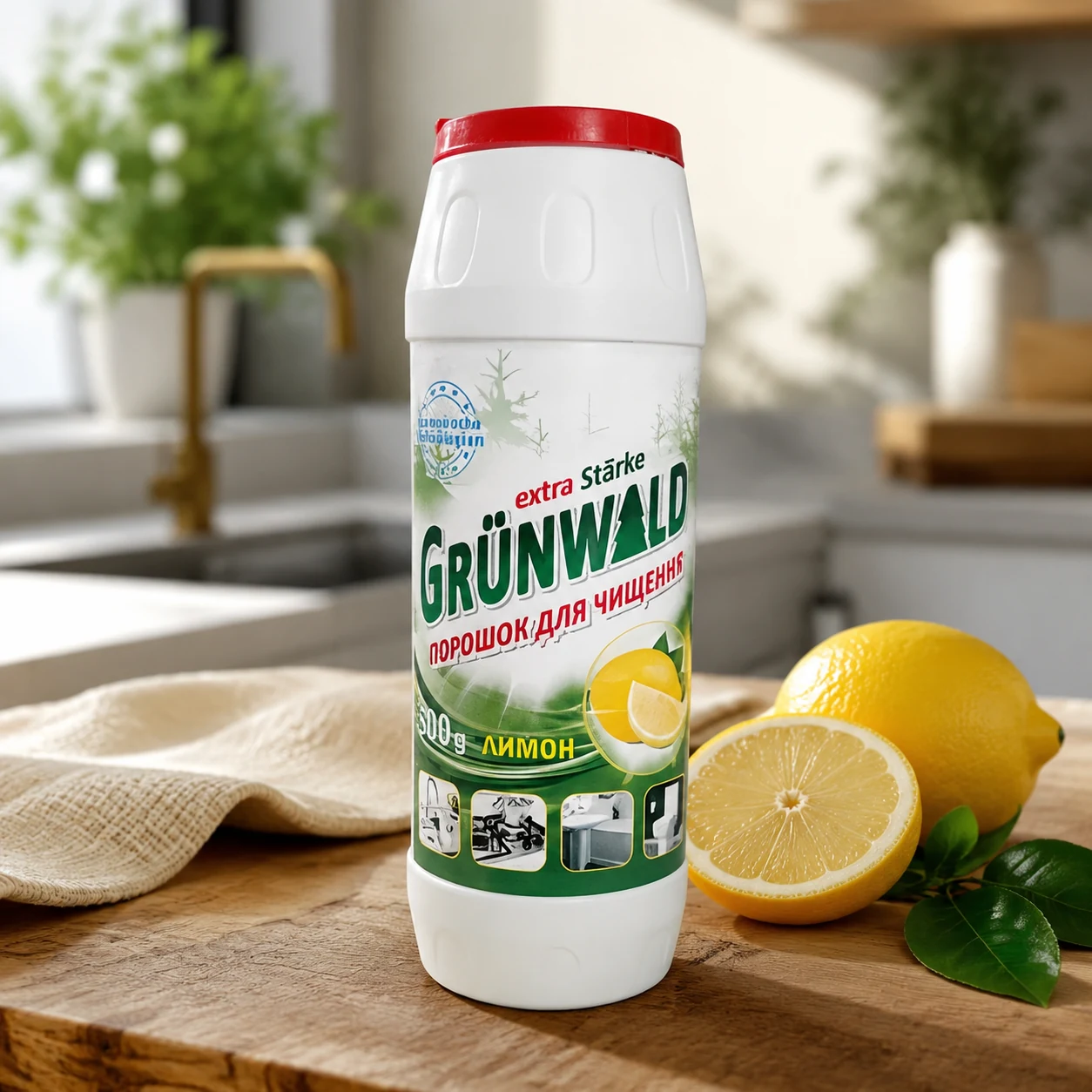 Засіб чистячий Grünwald Лимон 500г — Побутова хімія