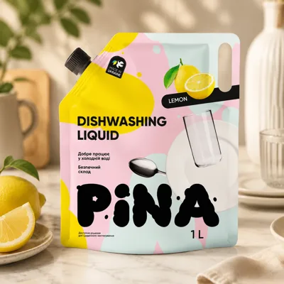 Засіб для миття посуду PINA Lemon 1л дой-пак 20326