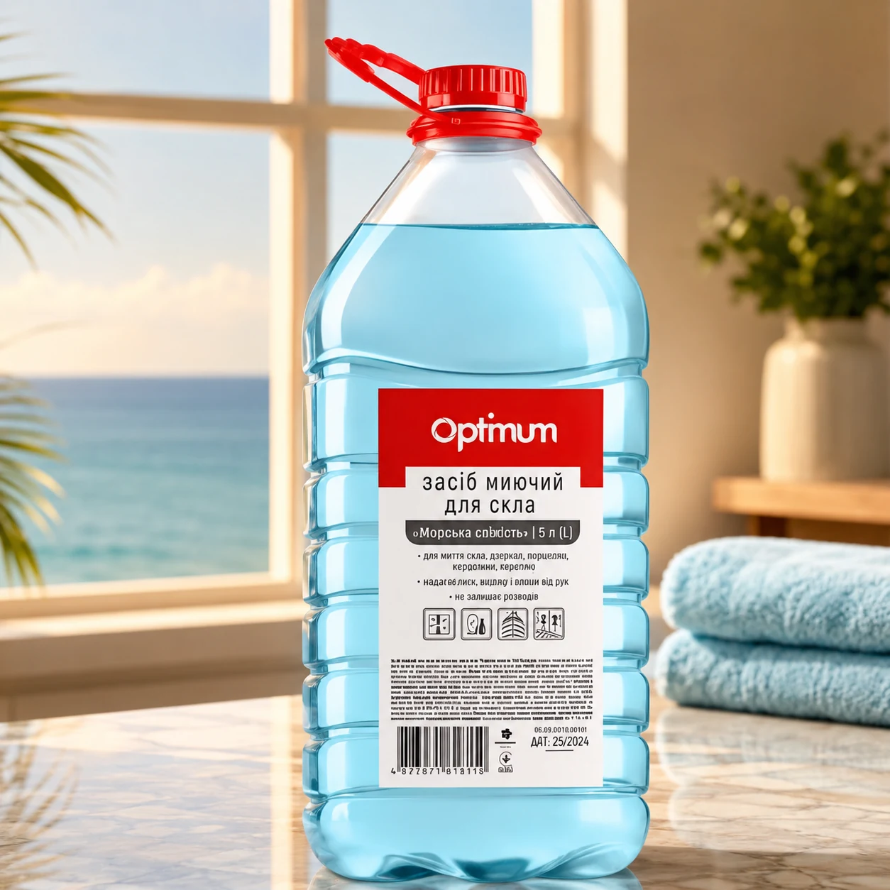 Засіб для миття скла PRO OPTIMUM Морська свіжість 5 л — Побутова хімія