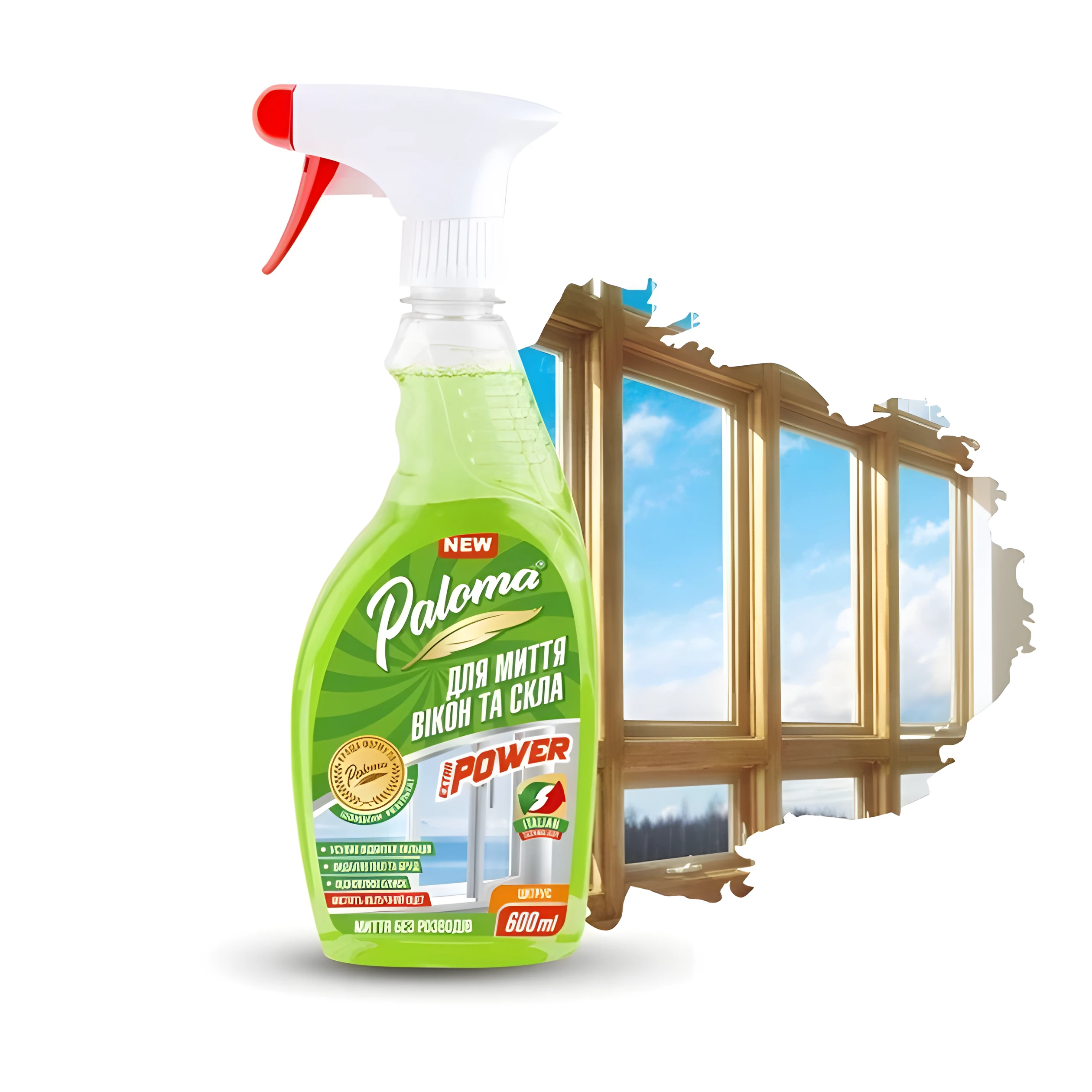 Палома Extra Power для скла з яблучним оцтом 600мл — Побутова хімія