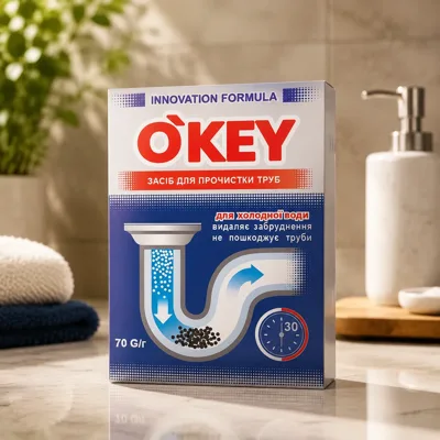 Засіб гранульований для прочистки труб (холодна вода) O`Key 70г