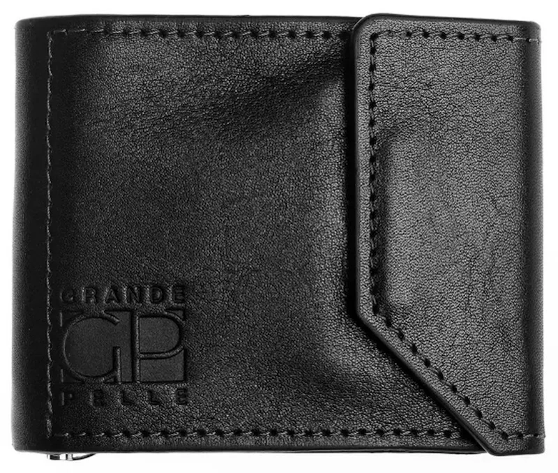 Затискач для грошей (Grande Pelle) чорний 10*8 см
