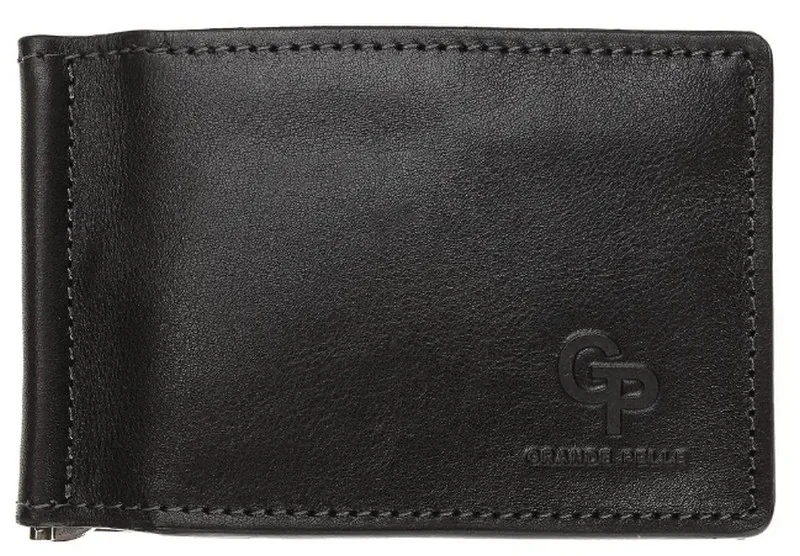 Затискач для грошей (Grande Pelle) чорний 12*8 см