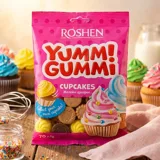 Желейні цукерки Yummi Gummi CupCakes Roshen ВКФ 70г /22шт 38956 — фото 1