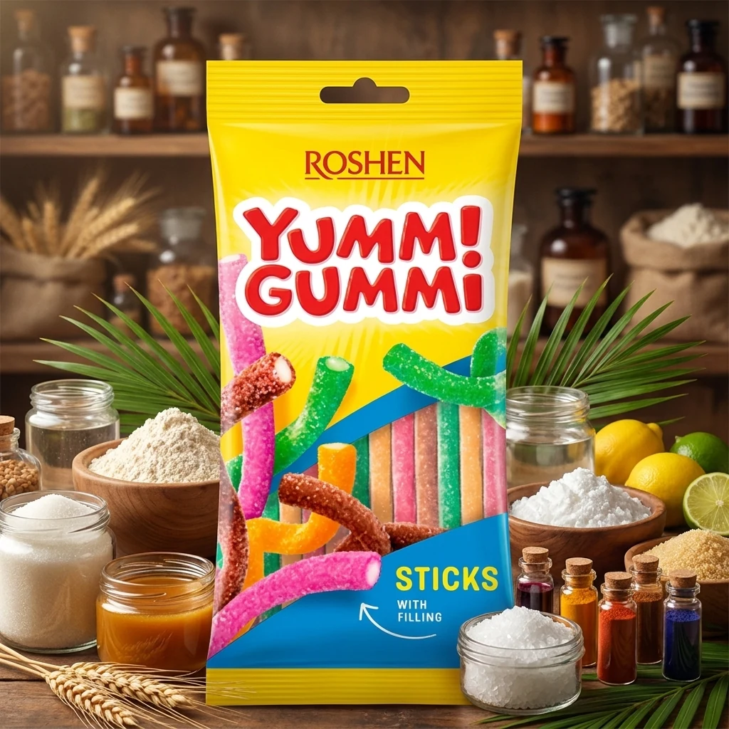 Желейні цукерки Yummi Gummi Sour Sticks Roshen ВКФ 70г /40шт 36257
