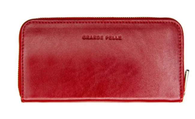 Жіночий портмоне 10,5*20 см натуральна шкіра червоний Grande Pelle